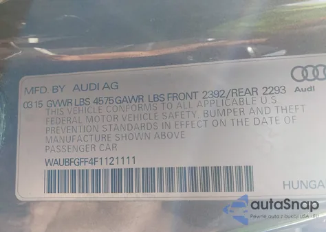 2015 Audi A3 2.0T Premium из США, поврежденный, VIN WAUBFGFF4F1121111